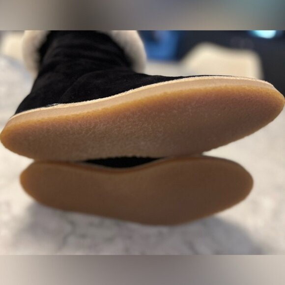 STUART WEIZTMAN Black Suede and Cream Shearling 2 -Way Apres Ski Boots Sz 8 - Picture 6 of 6